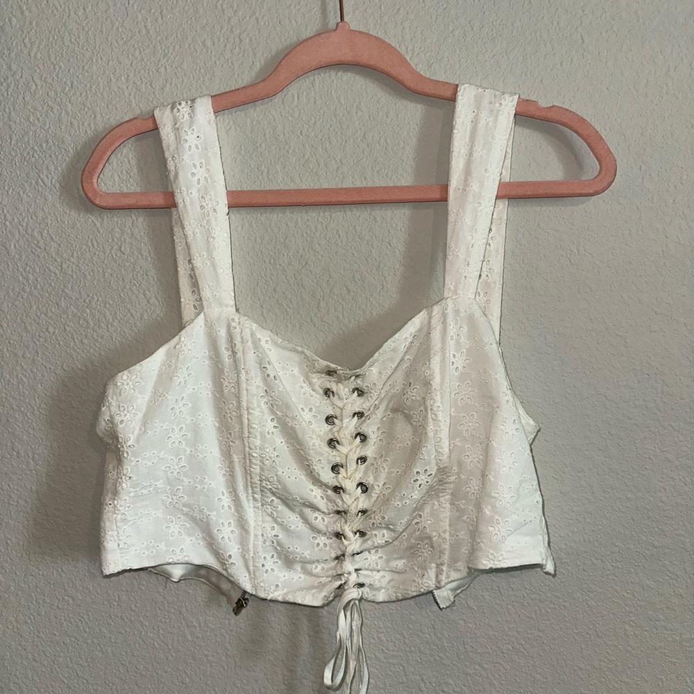 WHITE SCRUNCHED TOP